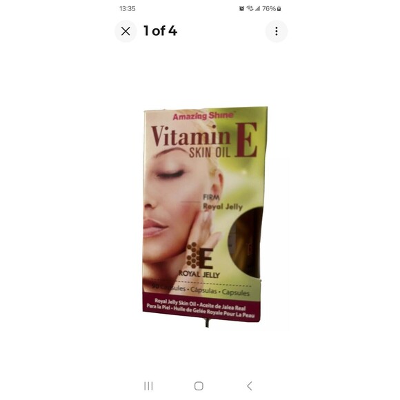 AMAZING SHINE VITAMIN E SKIN OIL FIRM E ROYAL JELLY EXTERNAL USE 90 CAPSULES NIB - Picture 1 of 5